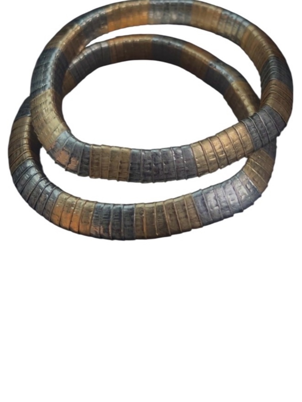 Fashion icon vintage style Reptile Coil Metallic brushe two tone elastic bracele